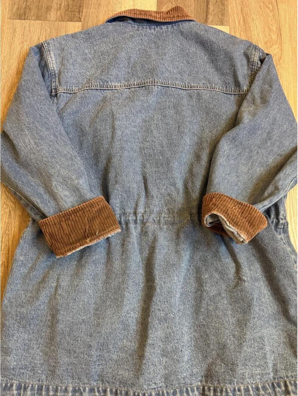 Denim & Co chore denim jacket with brown corduroy collar and cuffs sz Large - Picture 5 of 6